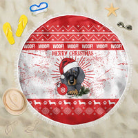Christmas Dachshund Dog Beach Blanket Santa Hat Woof Snowflake Paw Design - Wonder Print Shop