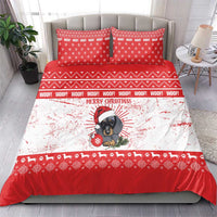 Christmas Dachshund Dog Bedding Set Santa Hat Woof Snowflake Paw Design - Wonder Print Shop