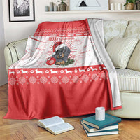 Christmas Dachshund Dog Blanket Santa Hat Woof Snowflake Paw Design - Wonder Print Shop