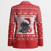 Christmas Dachshund Dog Blazer Santa Hat Woof Snowflake Paw Design - Wonder Print Shop