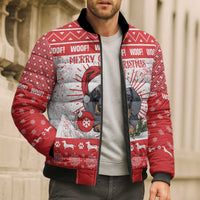 Christmas Dachshund Dog Bomber Puffer Jacket Santa Hat Woof Snowflake Paw Design - Wonder Print Shop