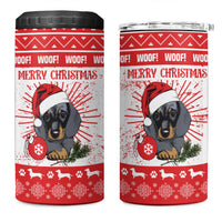 Christmas Dachshund Dog 4 in 1 Can Cooler Tumbler Santa Hat Woof Snowflake Paw Design - Wonder Print Shop