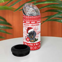 Christmas Dachshund Dog 4 in 1 Can Cooler Tumbler Santa Hat Woof Snowflake Paw Design - Wonder Print Shop