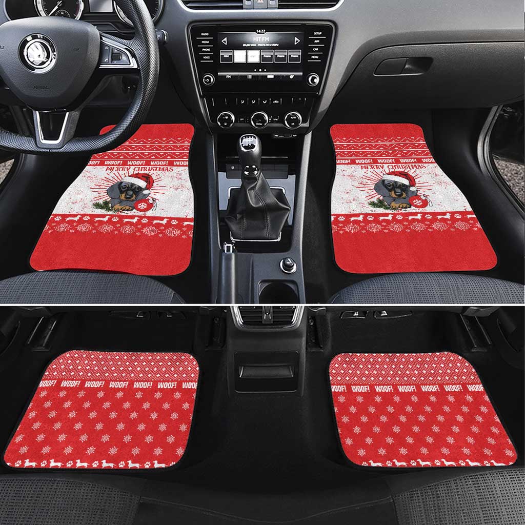 Christmas Dachshund Dog Car Mats Santa Hat Woof Snowflake Paw Design - Wonder Print Shop