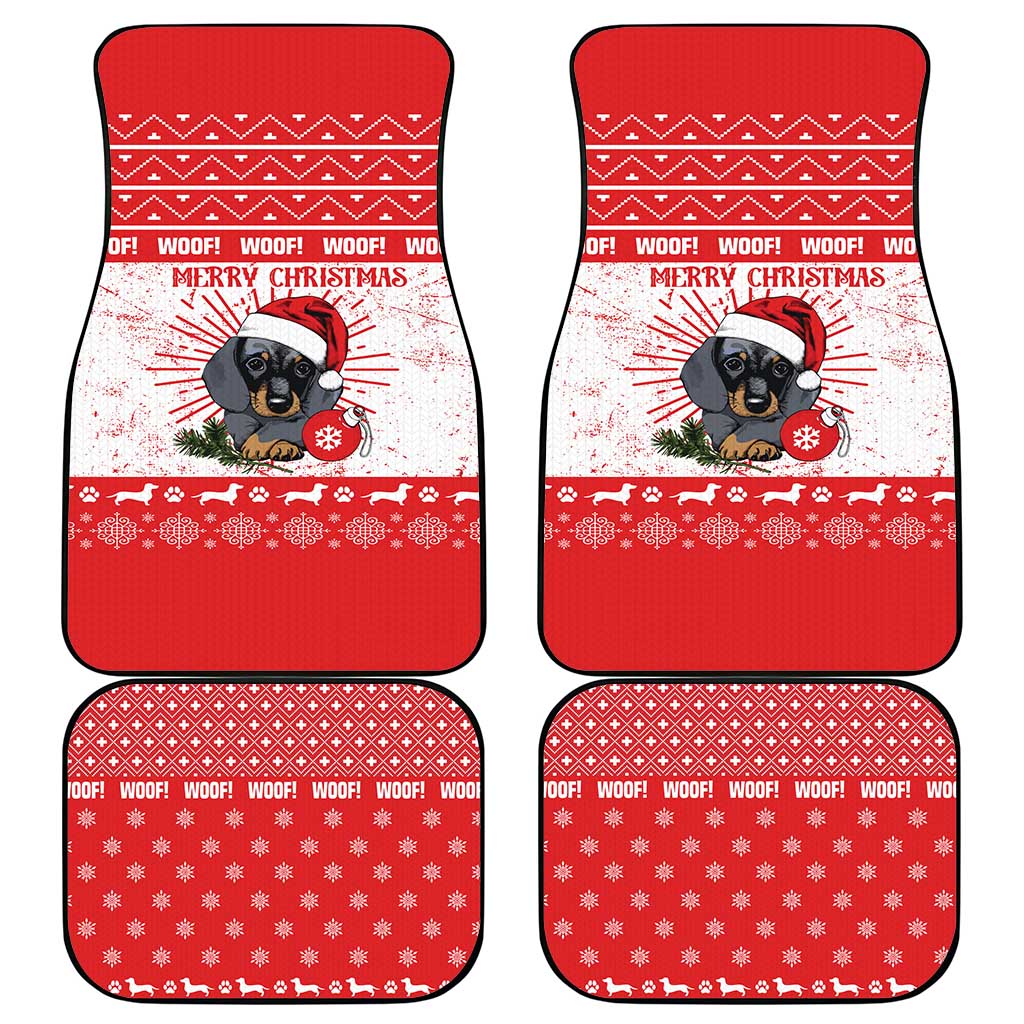 Christmas Dachshund Dog Car Mats Santa Hat Woof Snowflake Paw Design - Wonder Print Shop