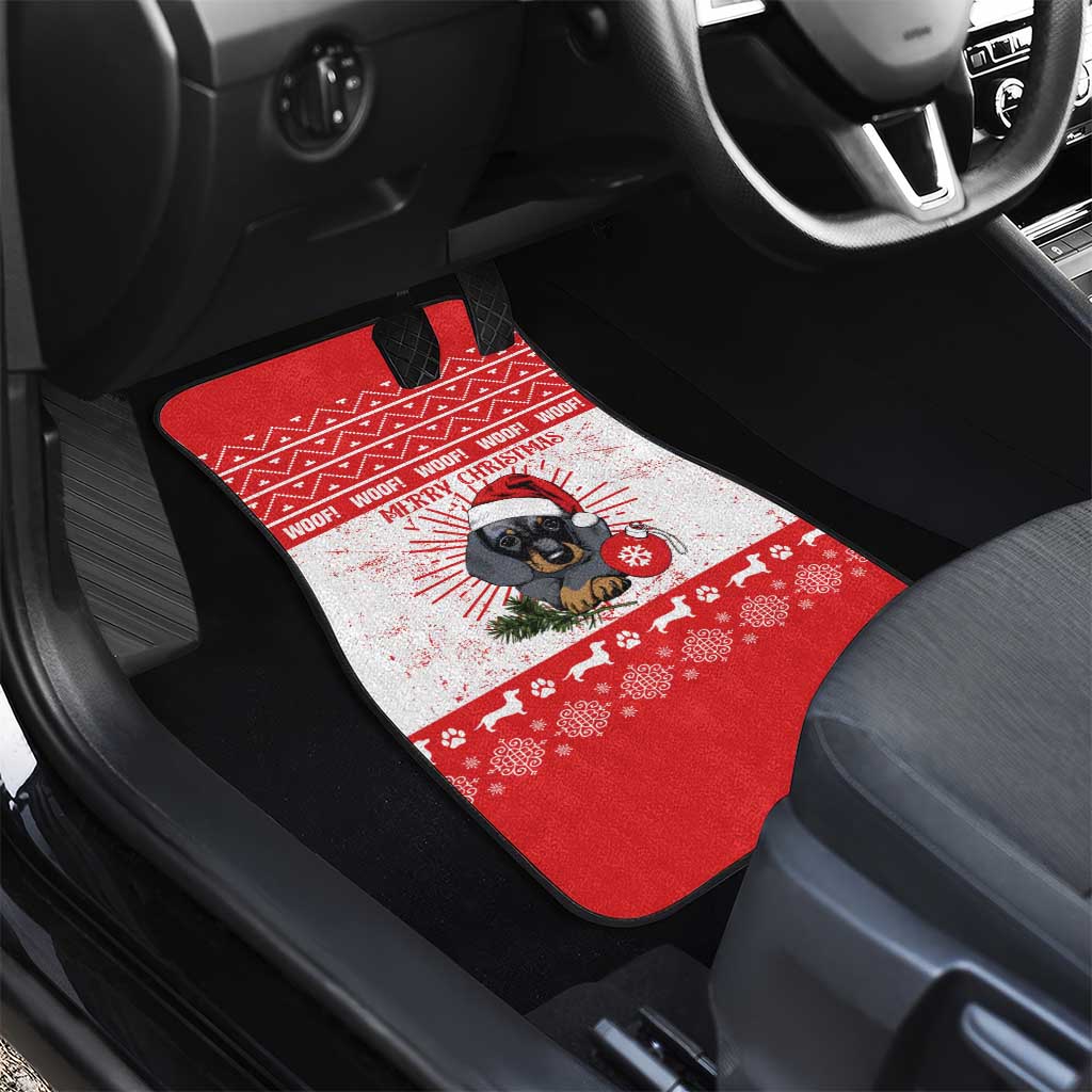 Christmas Dachshund Dog Car Mats Santa Hat Woof Snowflake Paw Design - Wonder Print Shop