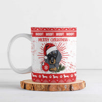 Christmas Dachshund Dog Ceramic Mug Santa Hat Woof Snowflake Paw Design - Wonder Print Shop