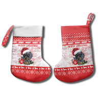 Christmas Dachshund Dog Christmas Stocking Santa Hat Woof Snowflake Paw Design - Wonder Print Shop