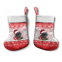 Christmas Dachshund Dog Christmas Stocking Santa Hat Woof Snowflake Paw Design - Wonder Print Shop