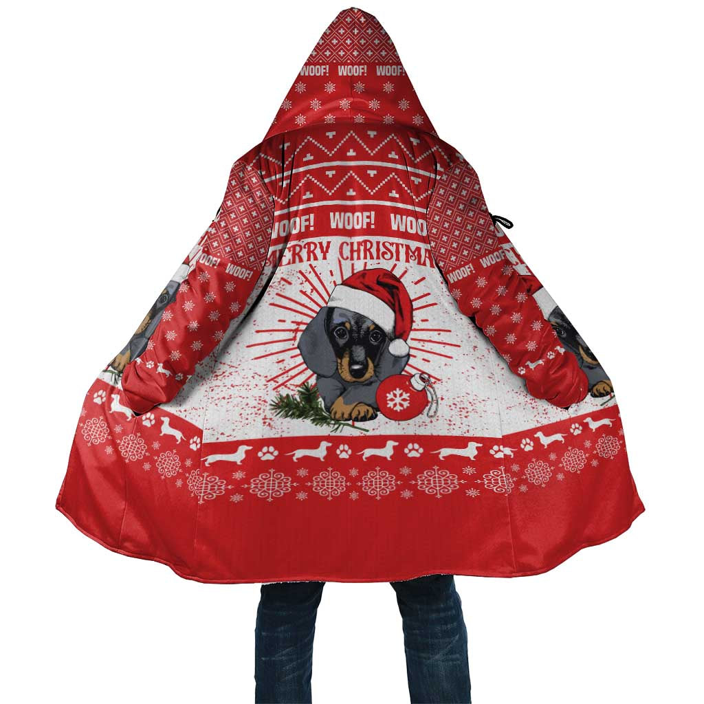 Christmas Dachshund Dog Cloak Santa Hat Woof Snowflake Paw Design - Wonder Print Shop