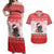 Christmas Dachshund Dog Couples Matching Off Shoulder Maxi Dress and Hawaiian Shirt Santa Hat Woof Snowflake Paw Design - Wonder Print Shop
