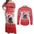 Christmas Dachshund Dog Couples Matching Off Shoulder Maxi Dress and Long Sleeve Button Shirt Santa Hat Woof Snowflake Paw Design - Wonder Print Shop