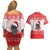 Christmas Dachshund Dog Couples Matching Off Shoulder Short Dress and Hawaiian Shirt Santa Hat Woof Snowflake Paw Design - Wonder Print Shop