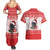 Christmas Dachshund Dog Couples Matching Summer Maxi Dress and Hawaiian Shirt Santa Hat Woof Snowflake Paw Design - Wonder Print Shop