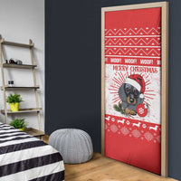 Christmas Dachshund Dog Door Cover Santa Hat Woof Snowflake Paw Design - Wonder Print Shop