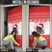 Christmas Dachshund Dog Door Cover Santa Hat Woof Snowflake Paw Design - Wonder Print Shop