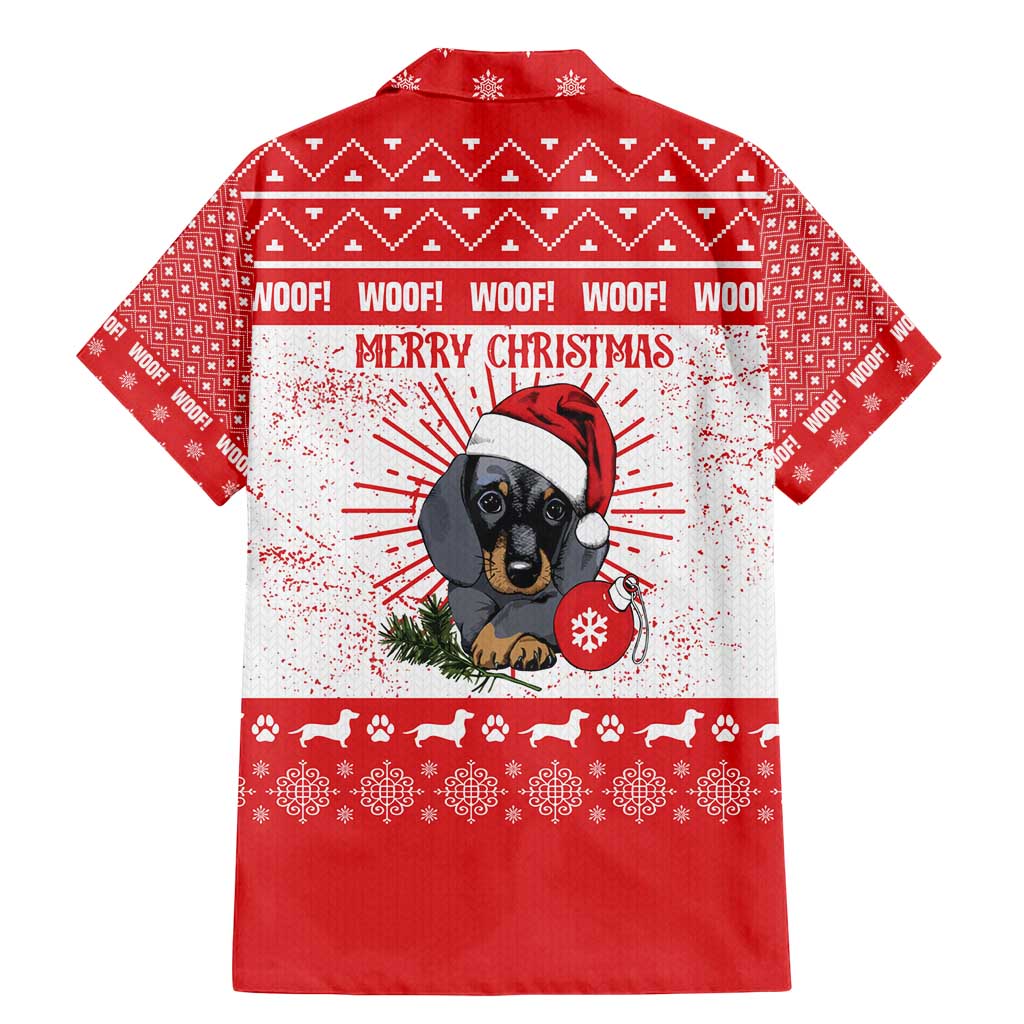 Christmas Dachshund Dog Family Matching Mermaid Dress and Hawaiian Shirt Santa Hat Woof Snowflake Paw Design - Wonder Print Shop