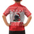 Christmas Dachshund Dog Family Matching Off The Shoulder Long Sleeve Dress and Hawaiian Shirt Santa Hat Woof Snowflake Paw Design - Wonder Print Shop