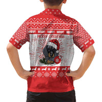 Christmas Dachshund Dog Family Matching Off Shoulder Maxi Dress and Hawaiian Shirt Santa Hat Woof Snowflake Paw Design - Wonder Print Shop