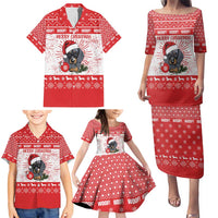Christmas Dachshund Dog Family Matching Puletasi and Hawaiian Shirt Santa Hat Woof Snowflake Paw Design - Wonder Print Shop
