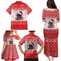 Christmas Dachshund Dog Family Matching Puletasi and Hawaiian Shirt Santa Hat Woof Snowflake Paw Design - Wonder Print Shop
