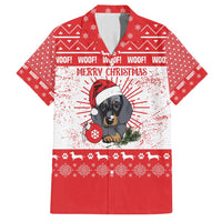 Christmas Dachshund Dog Family Matching Short Sleeve Bodycon Dress and Hawaiian Shirt Santa Hat Woof Snowflake Paw Design - Wonder Print Shop