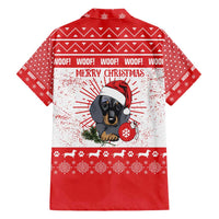Christmas Dachshund Dog Family Matching Short Sleeve Bodycon Dress and Hawaiian Shirt Santa Hat Woof Snowflake Paw Design - Wonder Print Shop