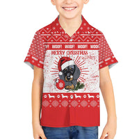 Christmas Dachshund Dog Family Matching Summer Maxi Dress and Hawaiian Shirt Santa Hat Woof Snowflake Paw Design - Wonder Print Shop