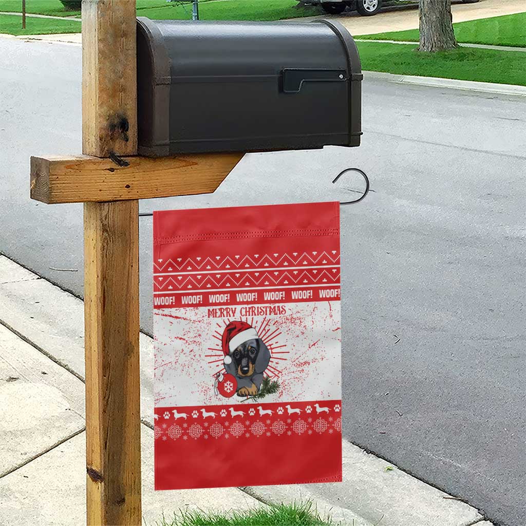 Christmas Dachshund Dog Garden Flag Santa Hat Woof Snowflake Paw Design - Wonder Print Shop