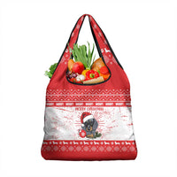 Christmas Dachshund Dog Grocery Bag Santa Hat Woof Snowflake Paw Design - Wonder Print Shop