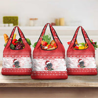 Christmas Dachshund Dog Grocery Bag Santa Hat Woof Snowflake Paw Design - Wonder Print Shop