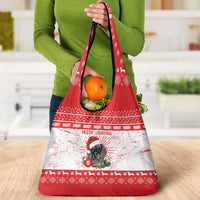 Christmas Dachshund Dog Grocery Bag Santa Hat Woof Snowflake Paw Design - Wonder Print Shop