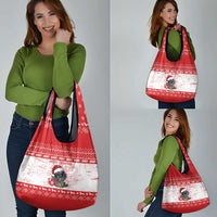 Christmas Dachshund Dog Grocery Bag Santa Hat Woof Snowflake Paw Design - Wonder Print Shop