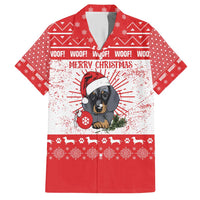 Christmas Dachshund Dog Hawaiian Shirt Santa Hat Woof Snowflake Paw Design - Wonder Print Shop