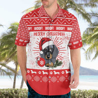 Christmas Dachshund Dog Hawaiian Shirt Santa Hat Woof Snowflake Paw Design - Wonder Print Shop