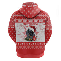 Christmas Dachshund Dog Hoodie Santa Hat Woof Snowflake Paw Design - Wonder Print Shop