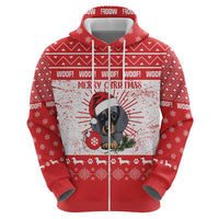 Christmas Dachshund Dog Hoodie Santa Hat Woof Snowflake Paw Design - Wonder Print Shop