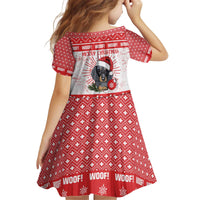 Christmas Dachshund Dog Kid Short Sleeve Dress Santa Hat Woof Snowflake Paw Design - Wonder Print Shop