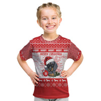 Christmas Dachshund Dog Kid T Shirt Santa Hat Woof Snowflake Paw Design - Wonder Print Shop