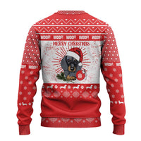 Christmas Dachshund Dog Ugly Christmas Sweater Santa Hat Woof Snowflake Paw Design - Wonder Print Shop