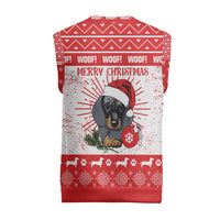 Christmas Dachshund Dog Christmas Knitted V-Neck Vest Santa Hat Woof Snowflake Paw Design - Wonder Print Shop