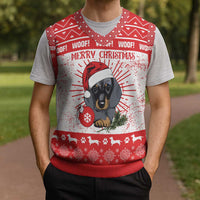 Christmas Dachshund Dog Christmas Knitted V-Neck Vest Santa Hat Woof Snowflake Paw Design - Wonder Print Shop