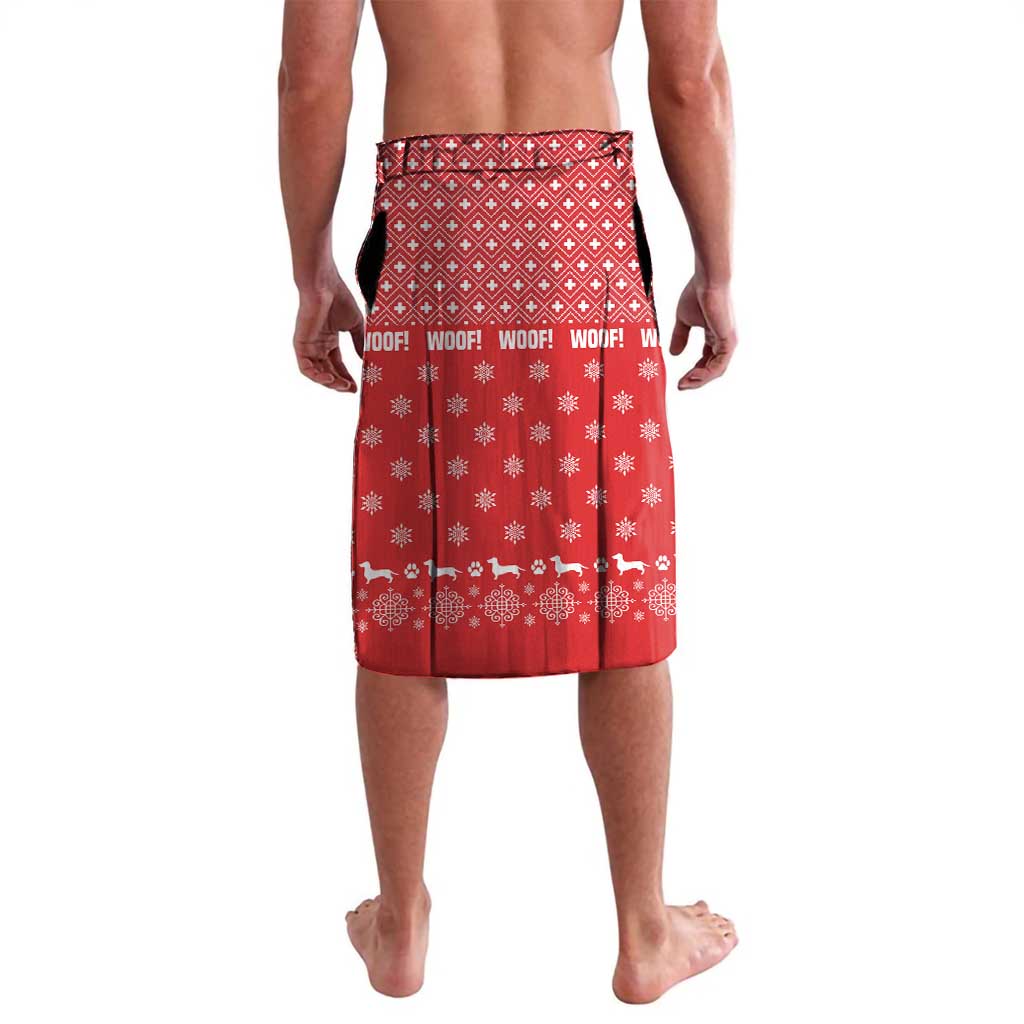 Christmas Dachshund Dog Lavalava Santa Hat Woof Snowflake Paw Design - Wonder Print Shop