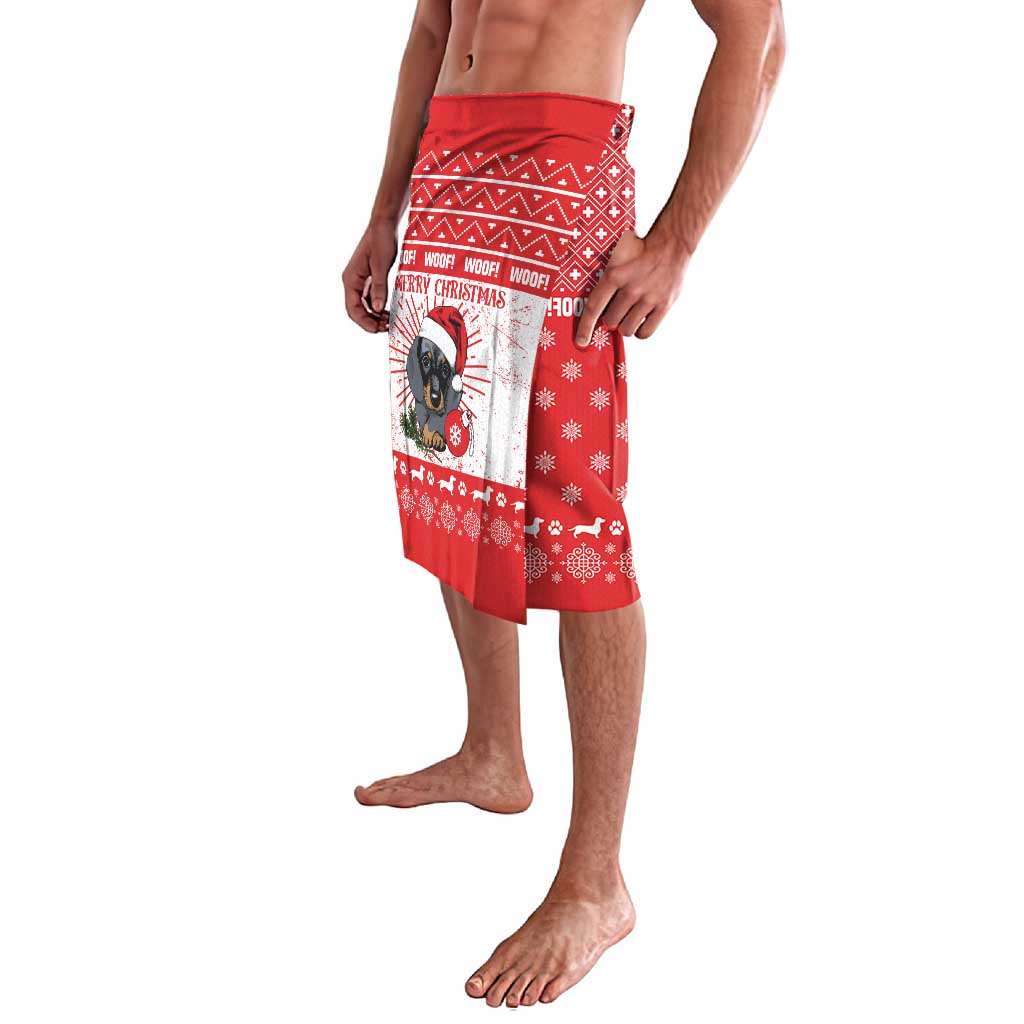 Christmas Dachshund Dog Lavalava Santa Hat Woof Snowflake Paw Design - Wonder Print Shop