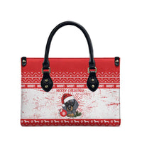 Christmas Dachshund Dog Leather Bag Santa Hat Woof Snowflake Paw Design - Wonder Print Shop