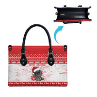 Christmas Dachshund Dog Leather Bag Santa Hat Woof Snowflake Paw Design - Wonder Print Shop