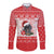 Christmas Dachshund Dog Long Sleeve Button Shirt Santa Hat Woof Snowflake Paw Design - Wonder Print Shop