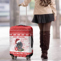 Christmas Dachshund Dog Luggage Cover Santa Hat Woof Snowflake Paw Design - Wonder Print Shop