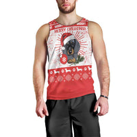 Christmas Dachshund Dog Men Tank Top Santa Hat Woof Snowflake Paw Design - Wonder Print Shop