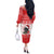 Christmas Dachshund Dog Off The Shoulder Long Sleeve Dress Santa Hat Woof Snowflake Paw Design - Wonder Print Shop